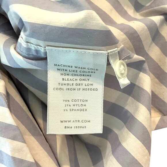 AYR The Deep End Shirt Lilac White Button Up Size XS Striped Long Sleeve - Picture 8 of 9